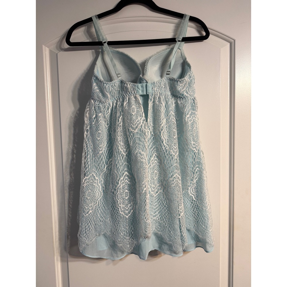 Cinema Etoile Babydoll Medium Light Blue Lace Padded Lingerie Coquette Boudoir - Picture 4 of 9